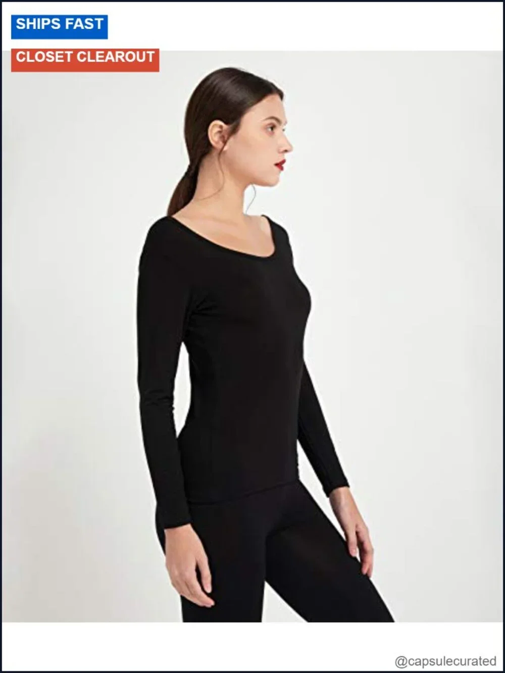 Ultrathin Modal Thermal Baselayer Top Scoop Neck Long Sleeve Undershirt